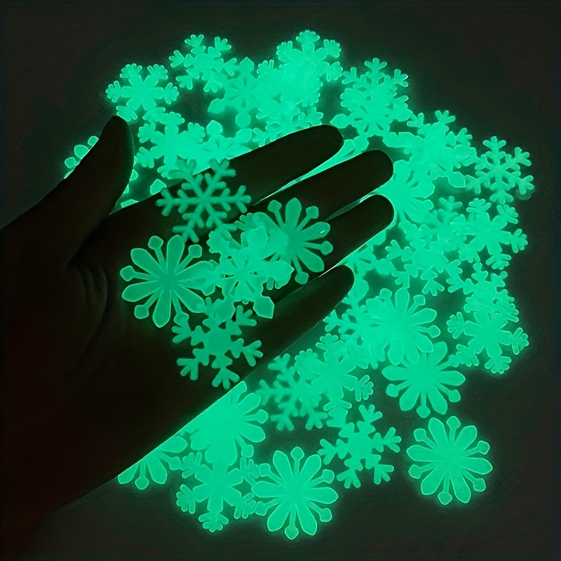 50 PCS Wall Stickers 3d Decals Glow The Dark Snowflake Child