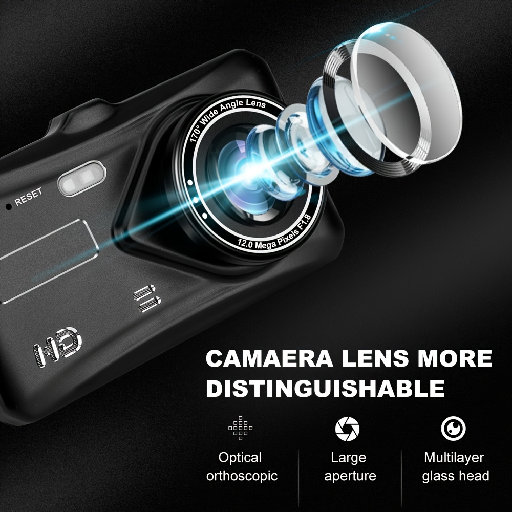 Caméra de tableau de bord pour voiture, écran Hd de 4.0 pouces