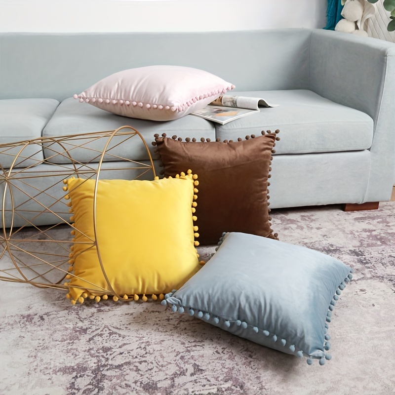 Velvet pom hotsell pom cushions