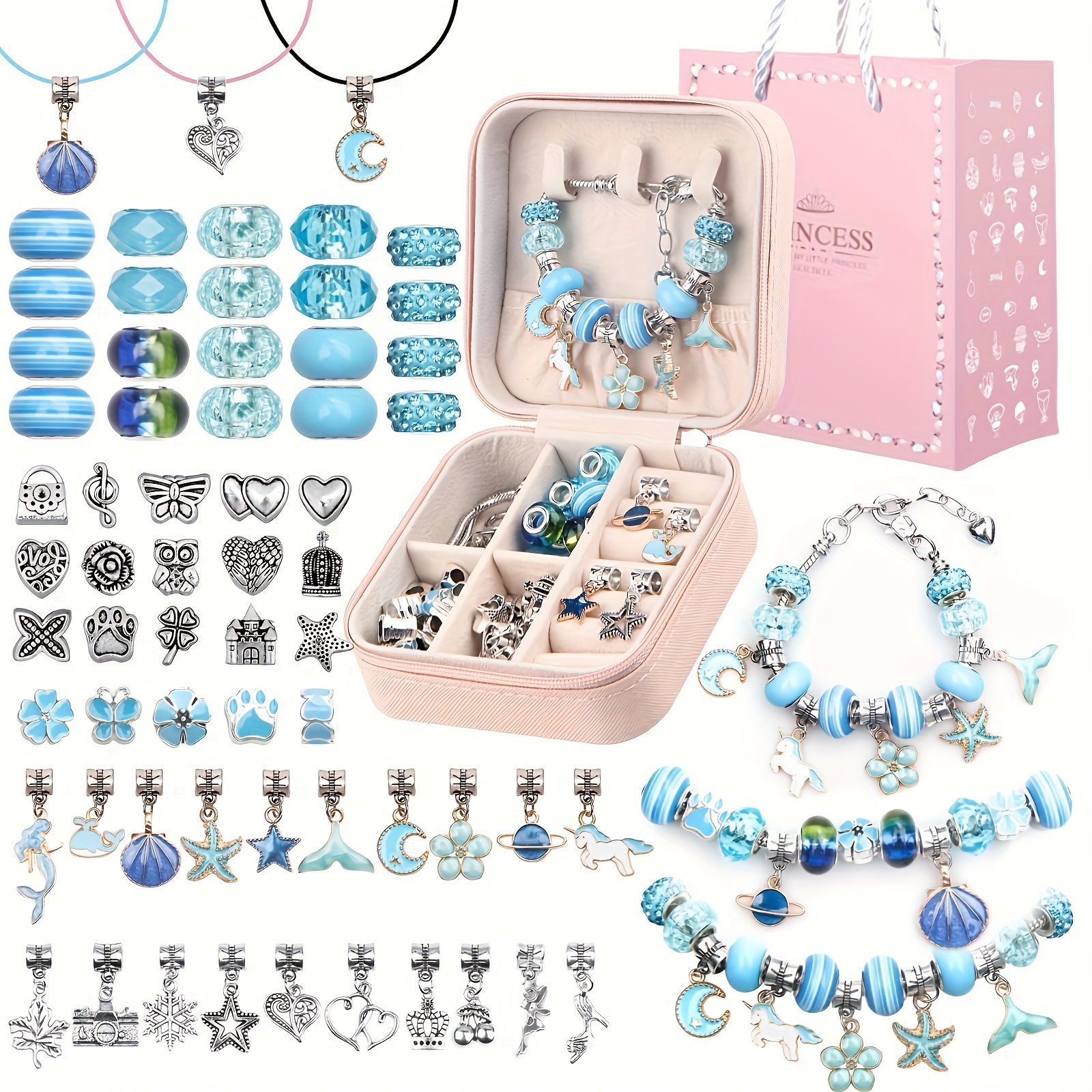 66Pcs Charm Bracelet Making Kit with Jewelry Box, Teen Girl Gifts Jewelry  Making Kit, Girl Toys Art Supplies Crafts for Girls Age 8-12 