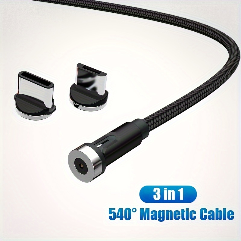 Cable de carga magnético, cable USB magnético de carga rápida y  transferencia de datos, cargador magnético de teléfono compatible con  teléfonos