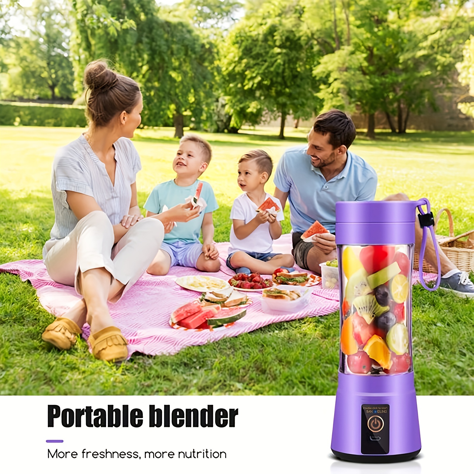 1pc Purple Wireless Portable Blender With 6 Blades, Usb Rechargeable Mini Juice  Blender Cup For Smoothies, Juice, Milk, Fruits And Vegetables