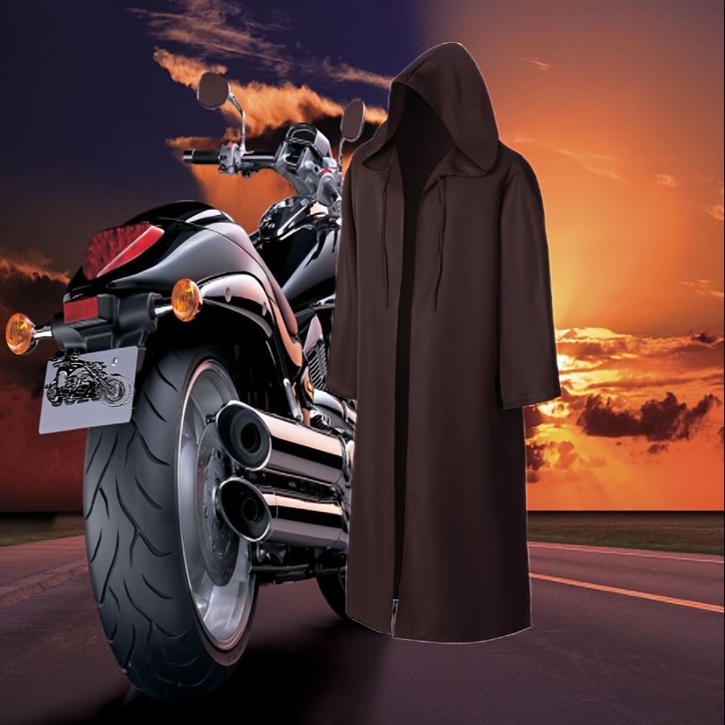 Halloween Moto Riding Knight Black Cape Hooded Robe Samurai Cloak