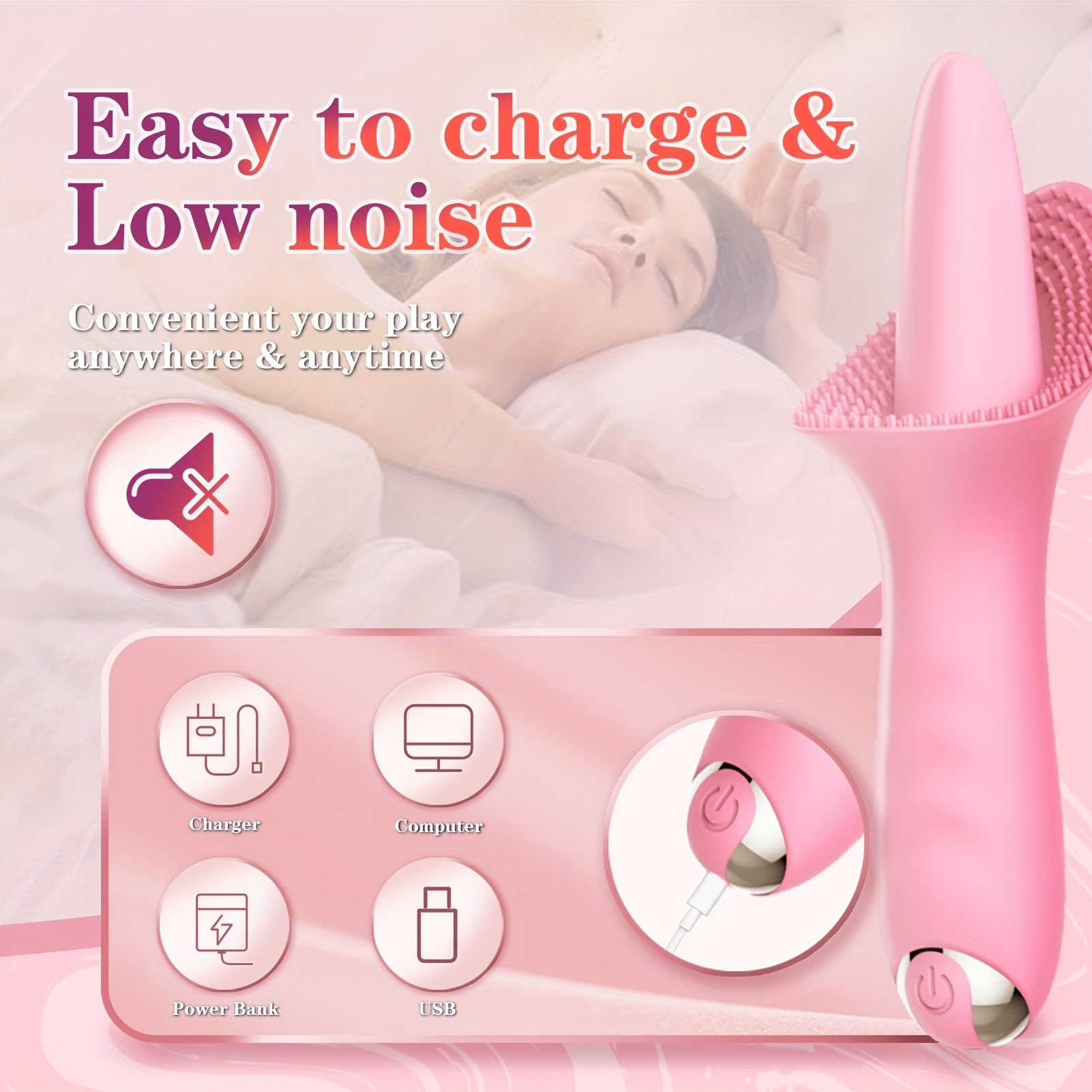 1pc Tongue Licking Vibrator Nipple G Spot Clitoris Stimulator With 10 Vibration Modes Sex Toy Adult Sensory Toys Vibrator Suitable For Women Skin Friendly Silicone - Health and Household