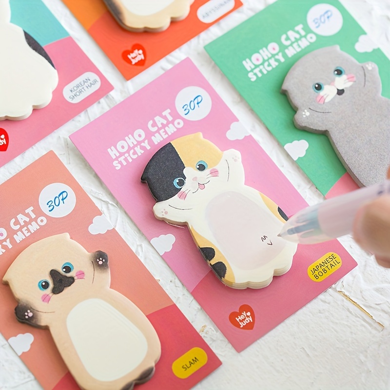  Cute Sticky Notes Anime Kitty Sticky Notes Set Fun School  Supplies Kawaii Office Supplies (A) : Office Products
