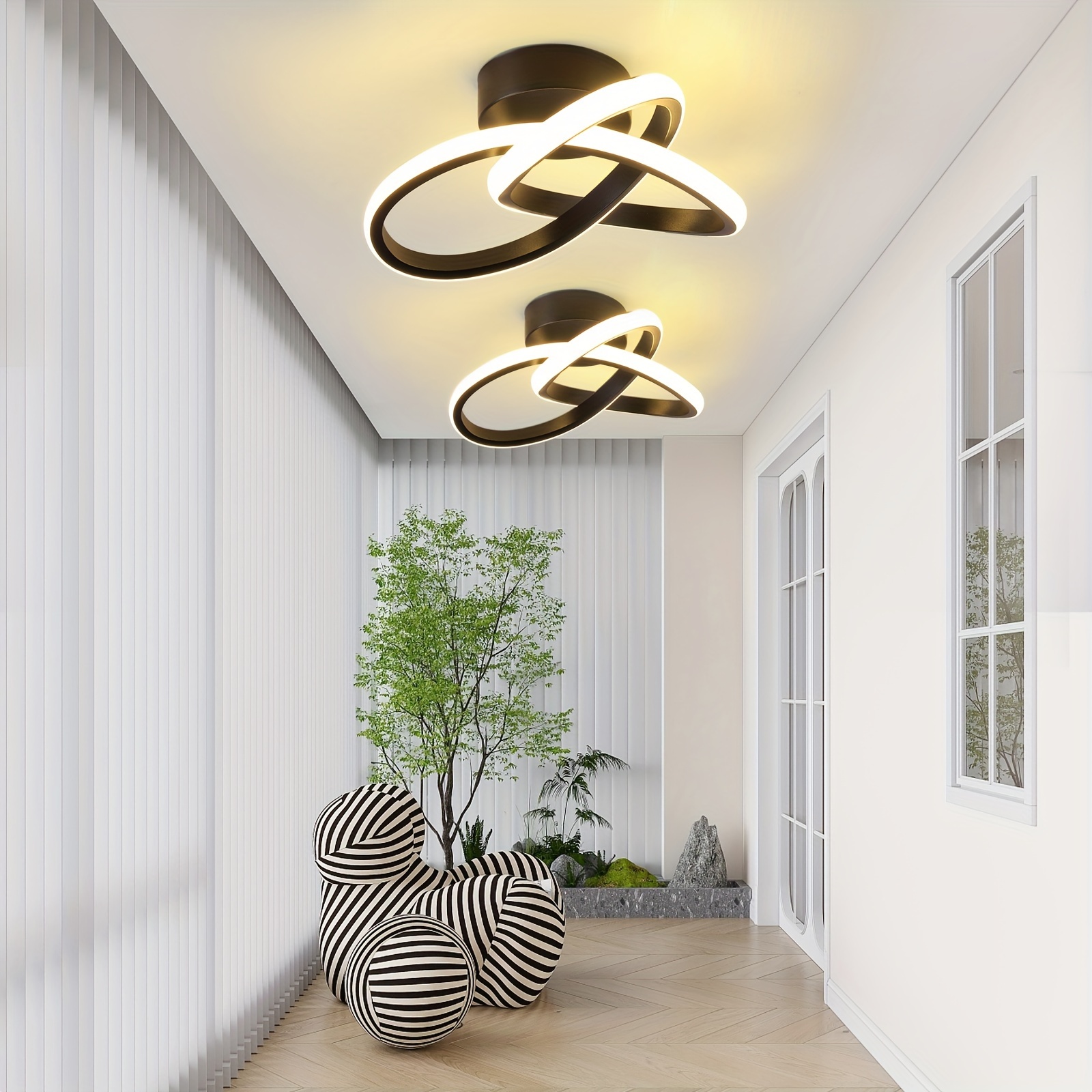 Lámpara lineal montada en superficie, luz led de tira larga minimalista,  para balcón, pasillo, guardarropa, sala de estar, comedor, techo, color  negro