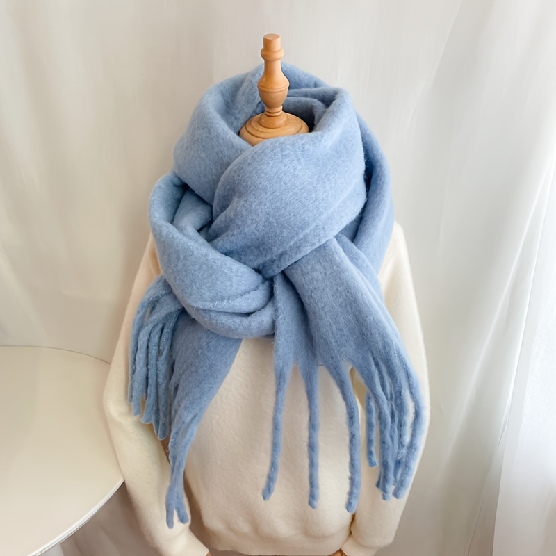 Simple Basic Solid Color Chunky Scarf Thick Soft Mohair Warm - Temu