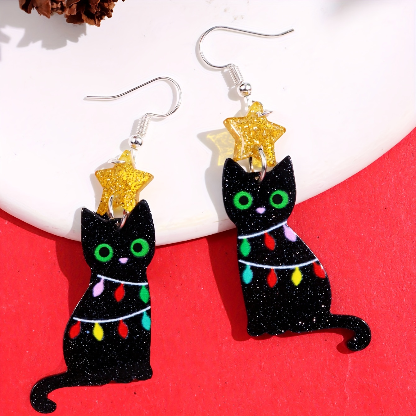 Japanese cartoon Garfield Acrylic Black Drop Earrings earrings for