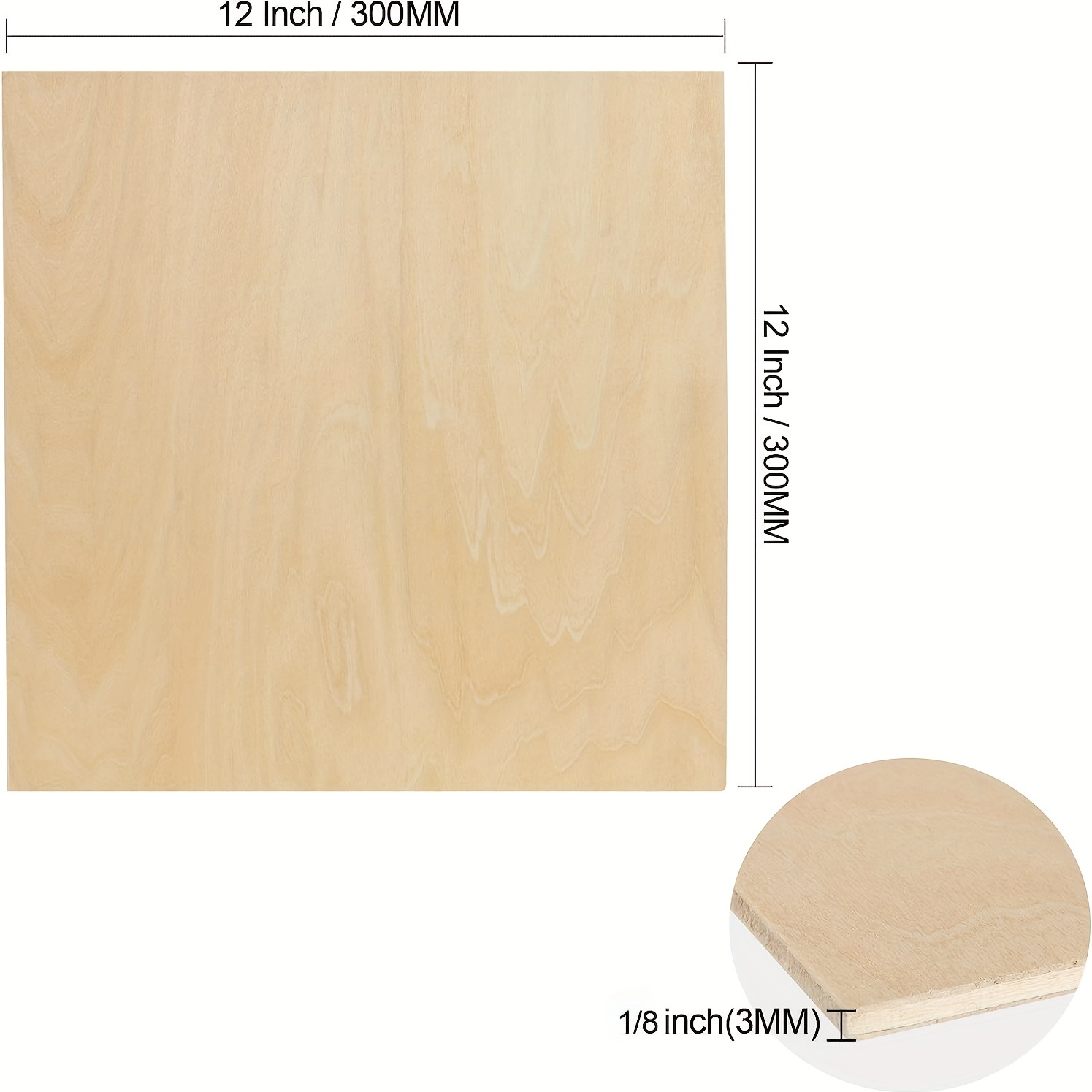 12 Packs 11.8 × 11.8 Inch Basswood Sheets Thin Wood Sheets Plywood Board  Basswood Sheets 1/8 Inch Square Wood Boards For Crafts, DIY Project, Mini Ho