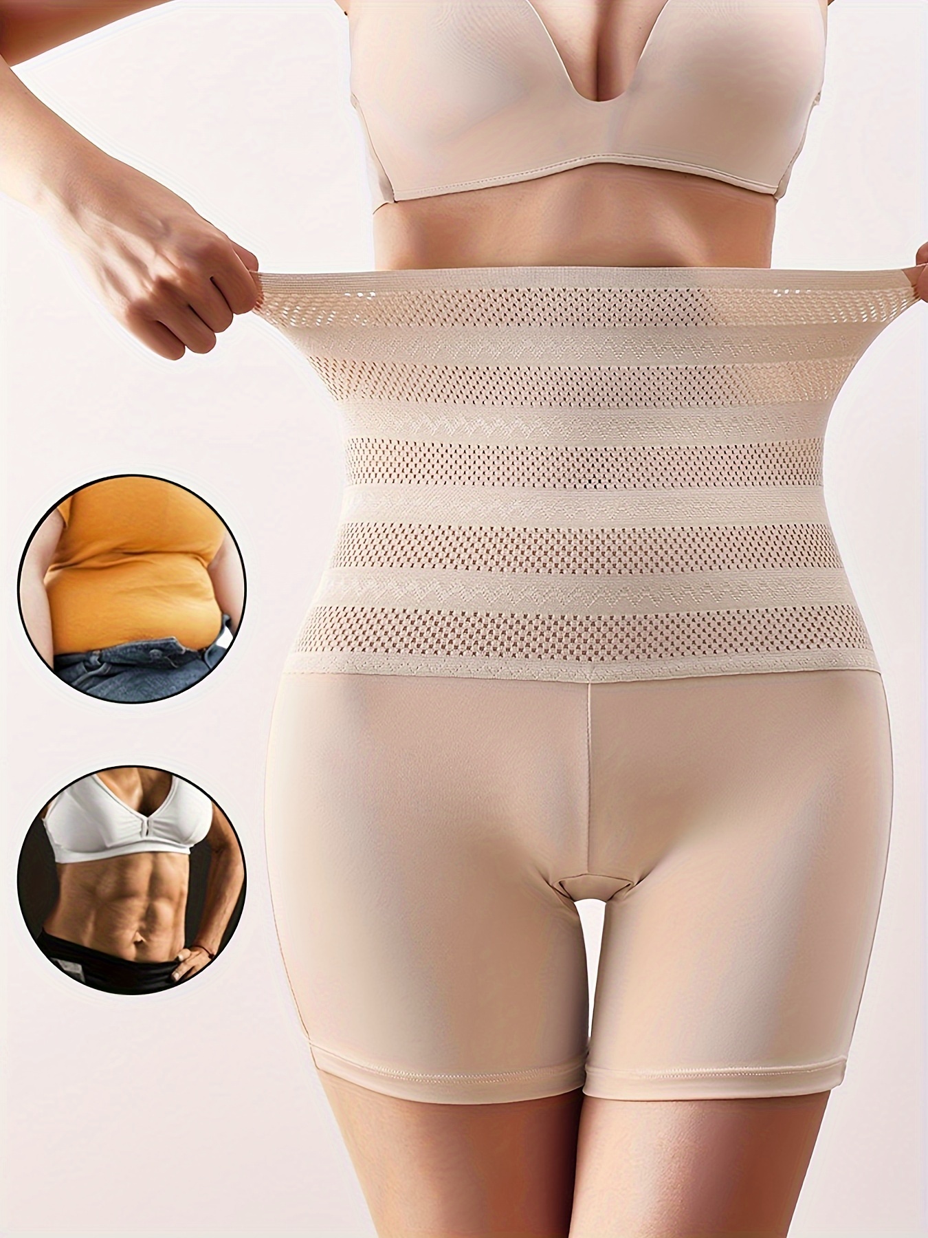 Hollow Shaping Tummy Control Boyshort Panties Solid High - Temu Canada