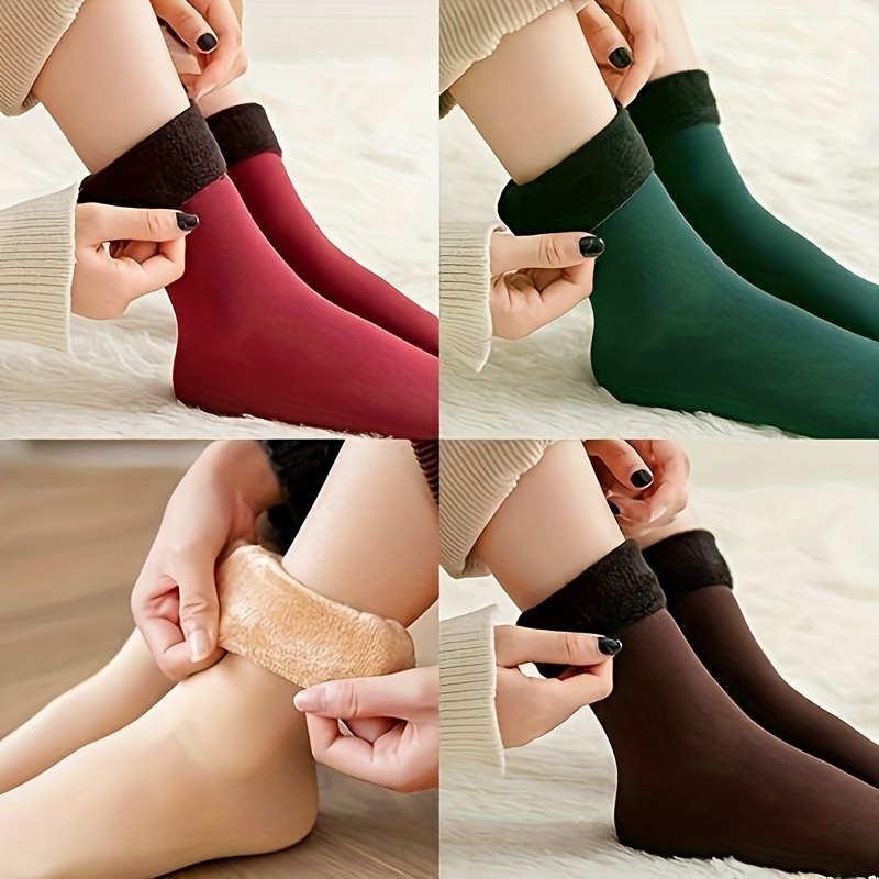 6paris Winter Socks For Women Winter Solid Thickened Thermal Socks