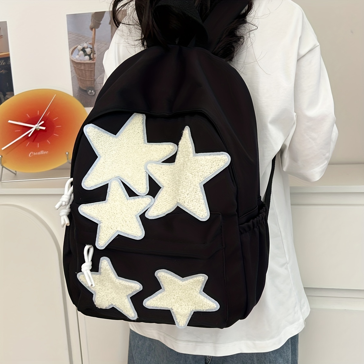 Canvas Laptop Backpack Cute School Bag Casual Style Lightweight