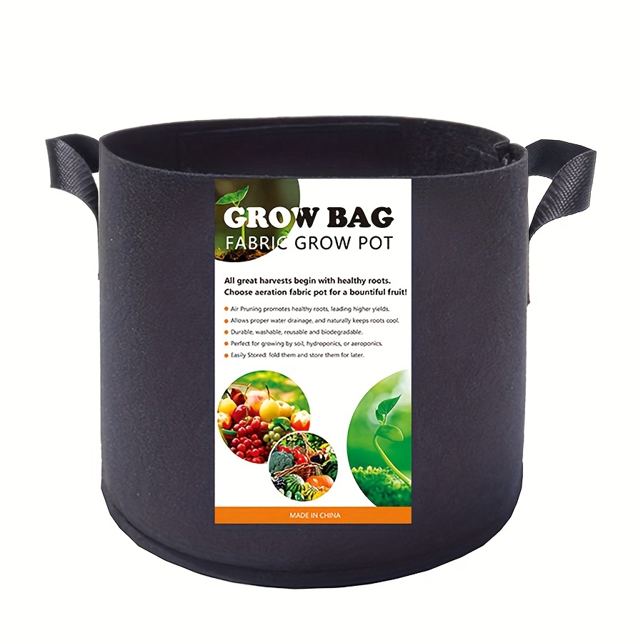 

1pc Vegetable Flower Plant Grow Bags, Aeration Fabric Pots With Handles (black)