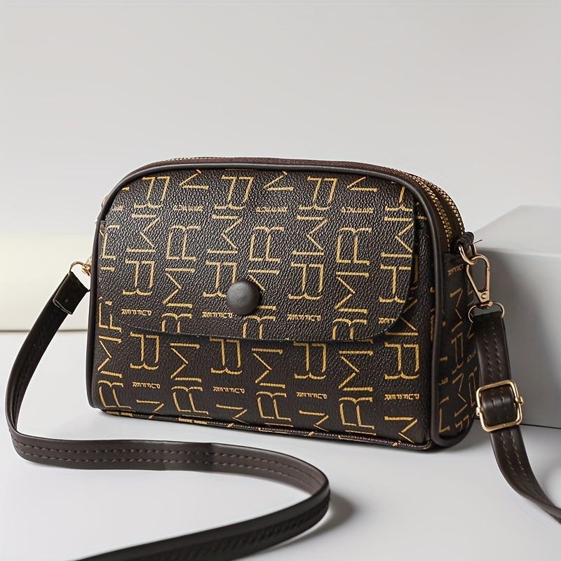 Retro Printed Handbag For Women, Fashion Square Crossbody Bag