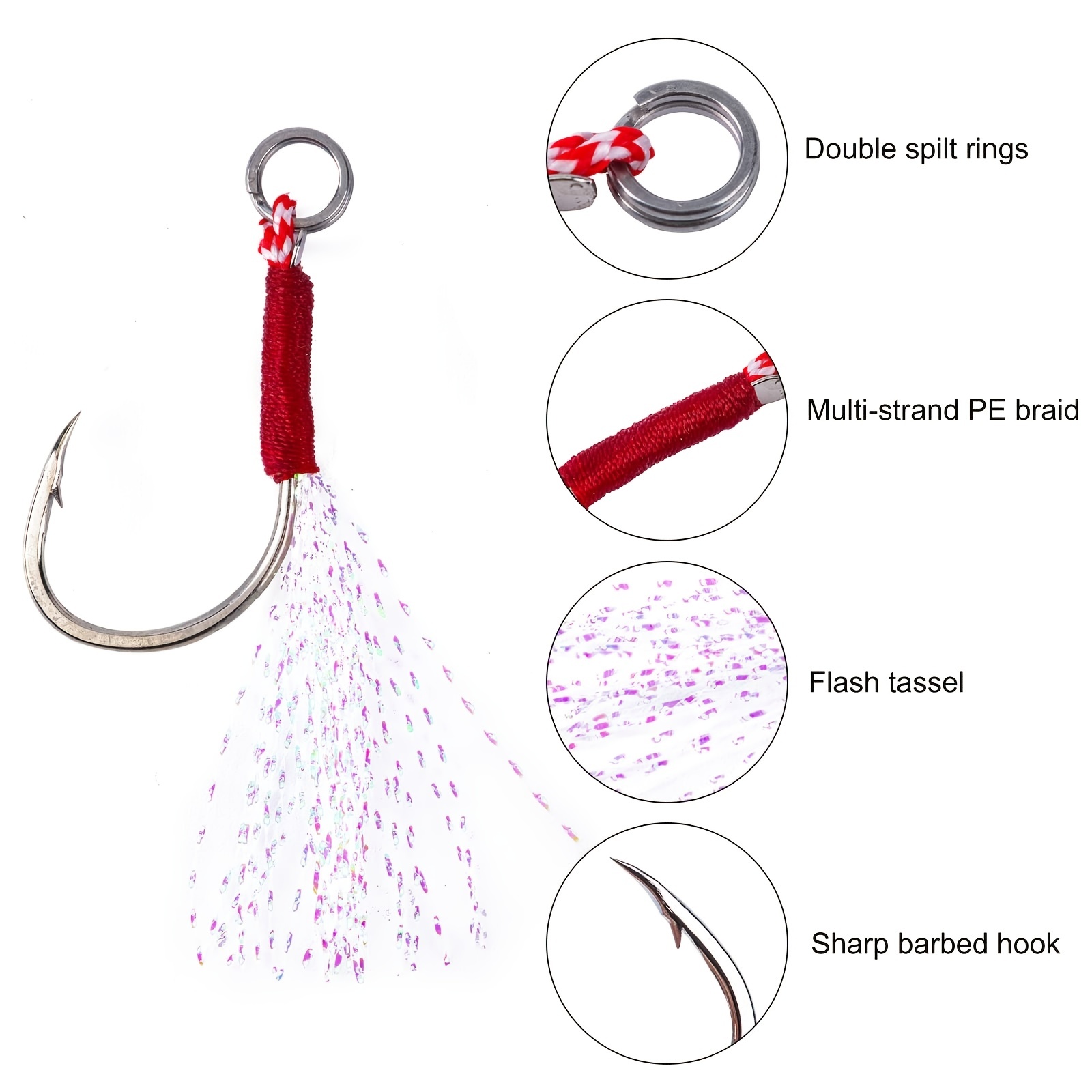 Double Fishing Assist Hooks Kit Jig Assist Glow Hook Slow Fast