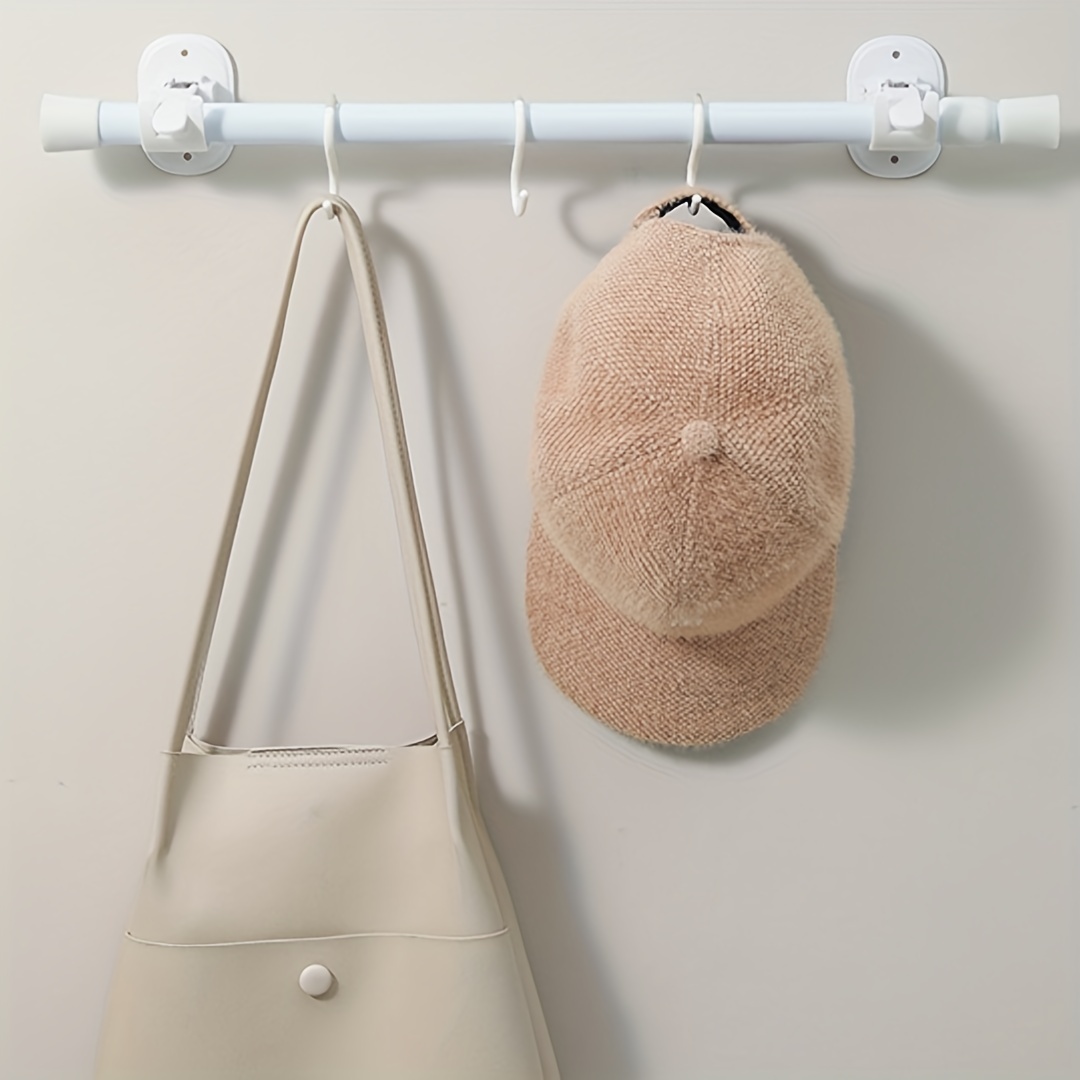 2pcs Shower Rod Holder Wall Installation with Punch Paste Bracket Clip