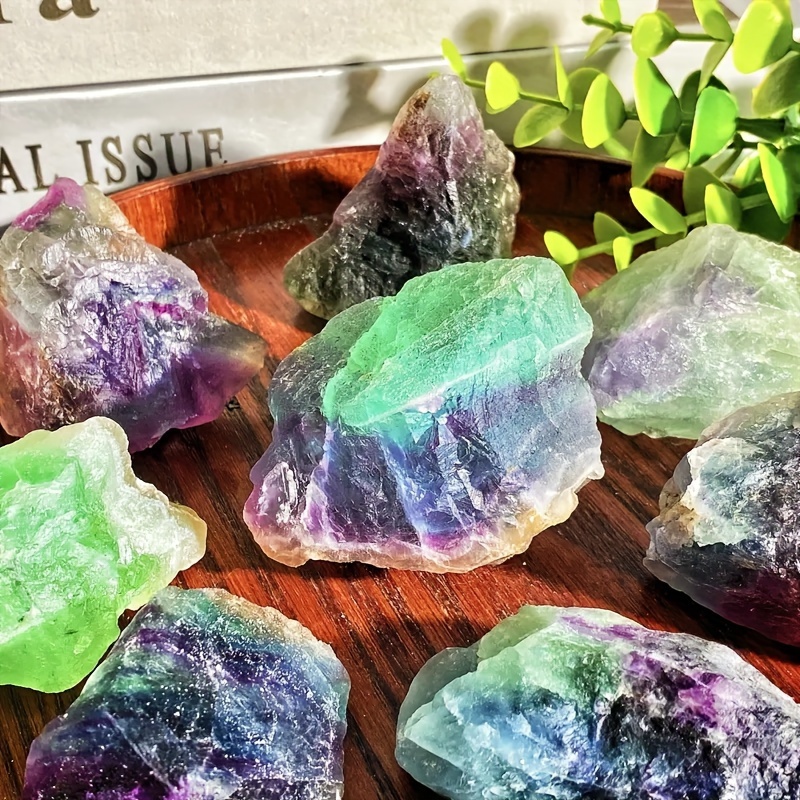 

5pcs Set Of Natural Rainbow Fluorite Stones - , Aromatherapy Diffusers & Home Decor, Ideal Holiday Gift