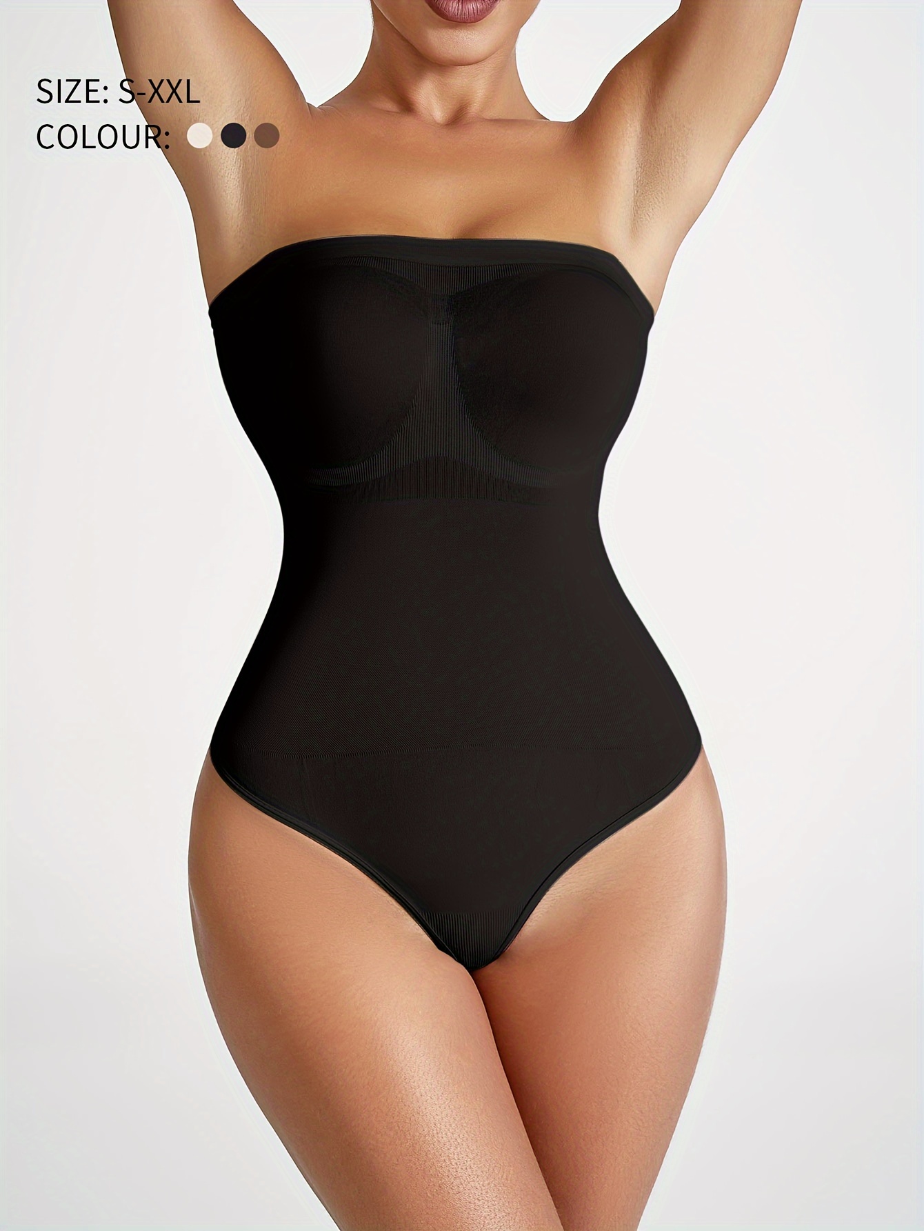 Black Slip Shaping Bodysuit Slimming Backless Thong Body - Temu
