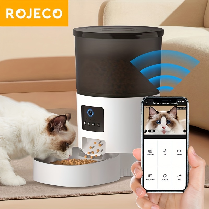 ROJECO Automatic Cat Feeder Pet Smart Cat Food Kibble Dispenser Remote –  TekDukan