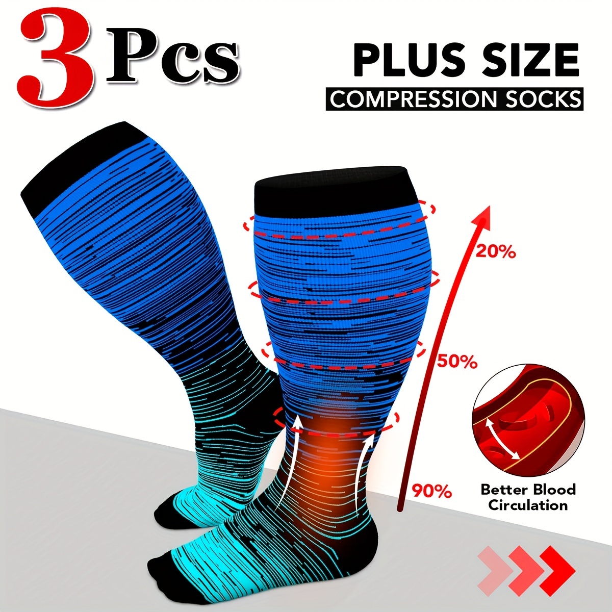Plus Size Compression Socks Women Men Wide Calf Compression - Temu Canada