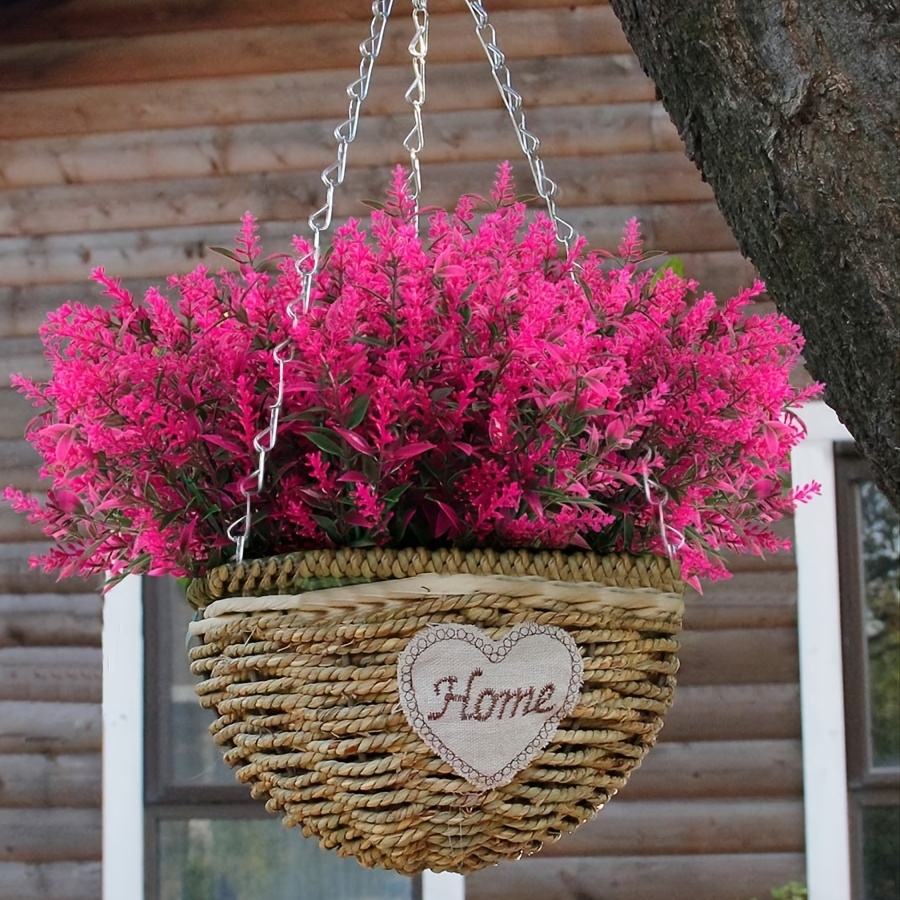 

4 Bundles Premium Oxidation Resistance Artificial Flower, Artificial Flowers Fake Outdoor Plants Faux Uv Resistant Lavender Flower Plastic Shrubs Indoor Outside Hanging Decorations