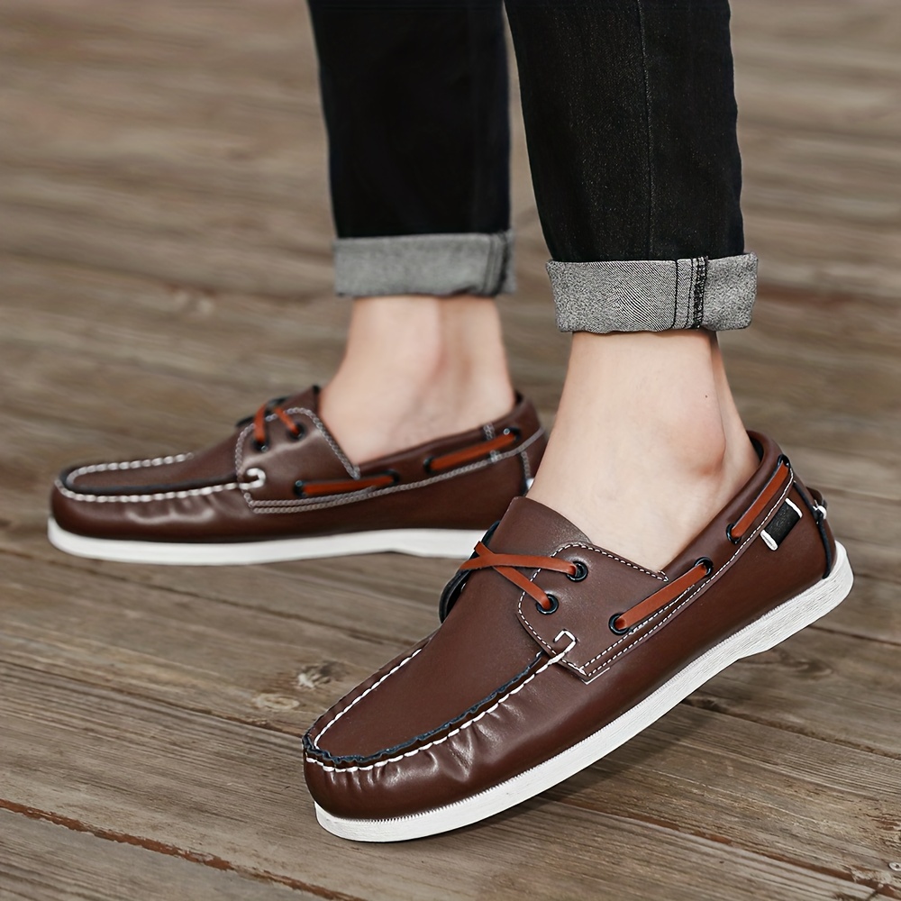 plus size mens boat loafers with pu leather   wear resistant slip on shoes for outdoor walking spring and summer details 27