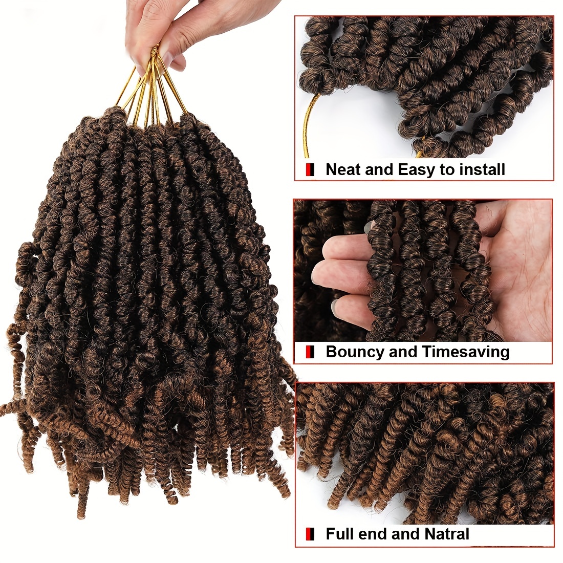 Pretwisted Spring Twist Crochet Hair Extension Short Curly - Temu