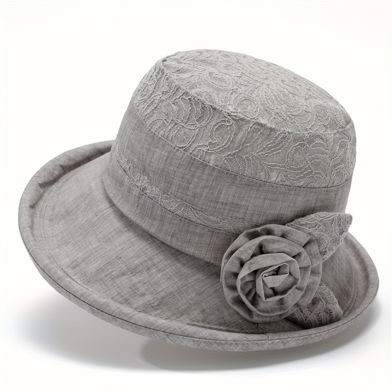 Lace Bucket Hat Flower Decor Thin Basin Hat Sun Hats For Women
