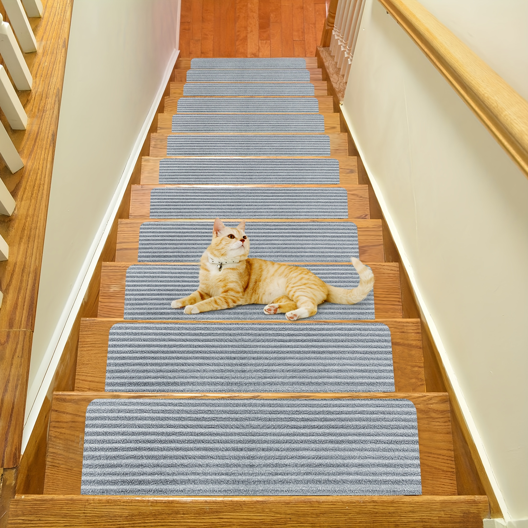 Alfombra de cerámica azul y blanca para escaleras de escalera,  antideslizante, autoadhesiva, de seguridad, para escalones de madera,  niños, perros