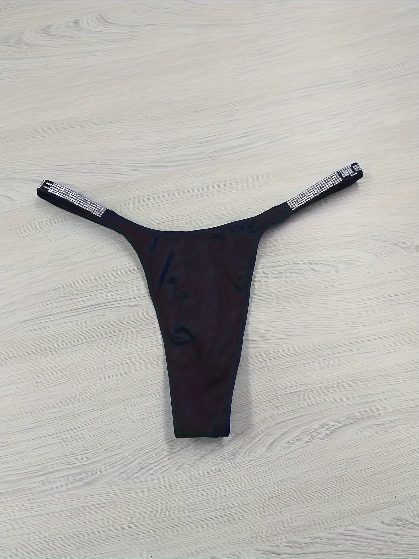Rhinestone Decor Thongs Soft Low Waist Panties Women's Sexy - Temu