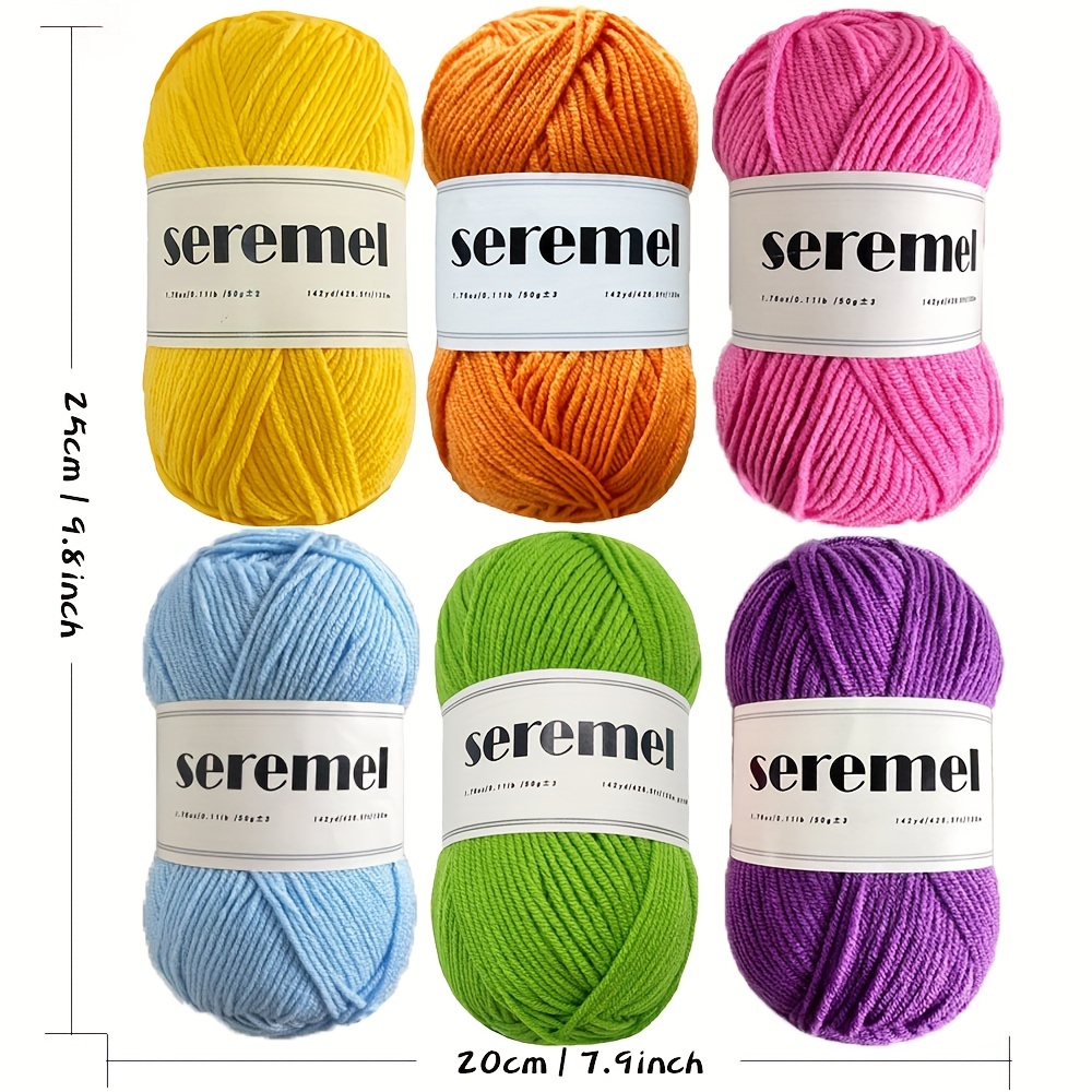 6 Rolls Large Yarn Skeins Assorted Colors Acrylic Soft Yarn Perfect for Any  Knitting Crochet and Crafts Mini Project
