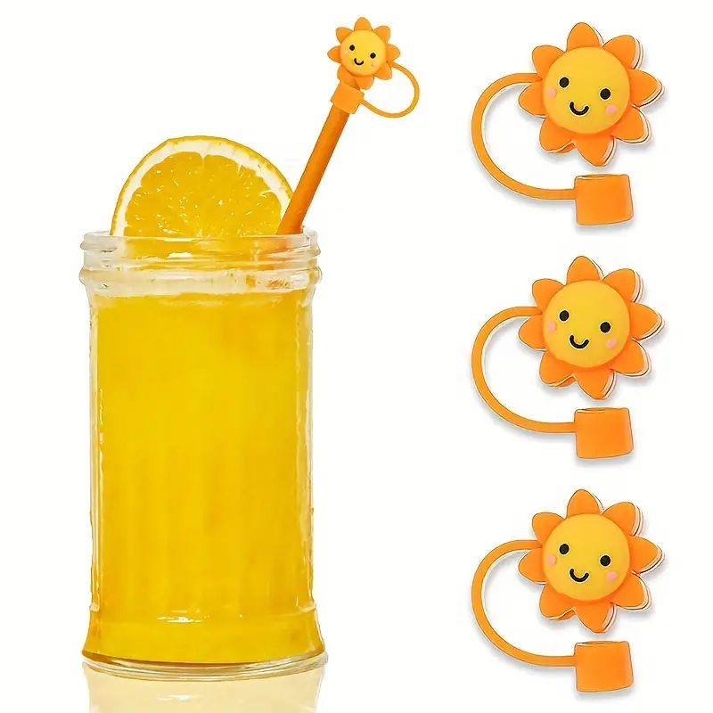 Cute Sunflower Cactus Silicone Straw Cover, Reusable Dustproof Straw  Stopper For Straws, Cup Accessories - Temu