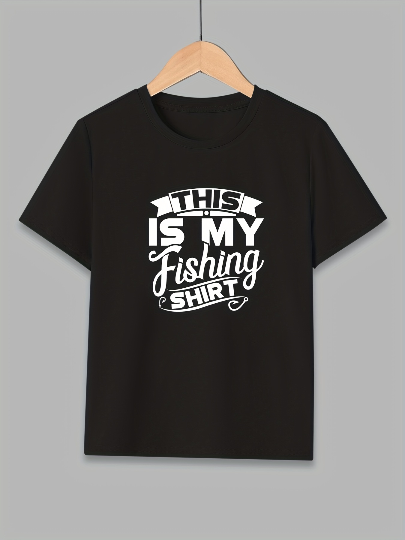 Fishing Shirt Letter Print Boys Creative T shirt Casual - Temu Canada