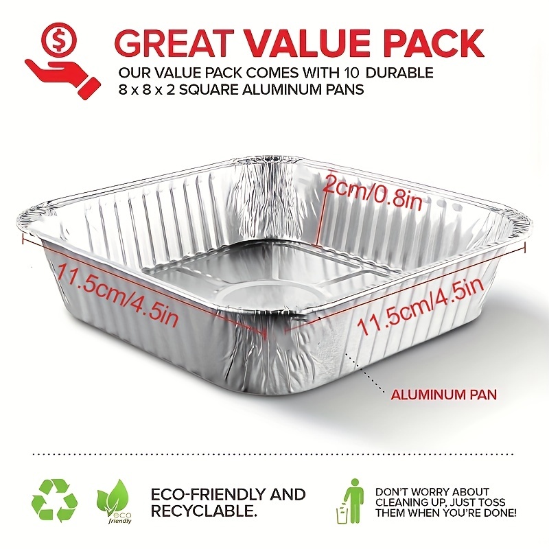 50 PCS Disposable Aluminum Foil Pans, Multipurpose Square Air