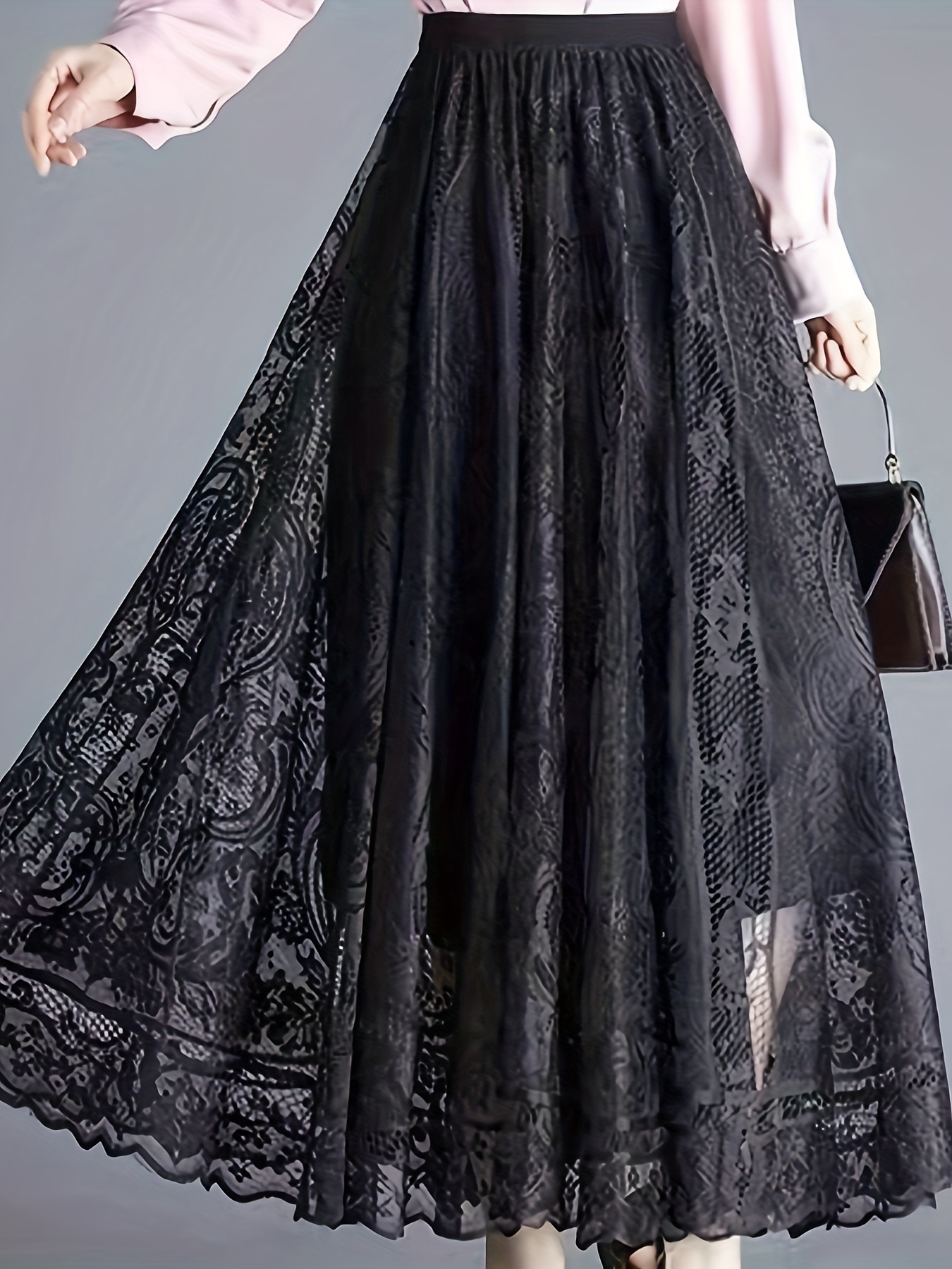 Black lace shop ankle length skirt