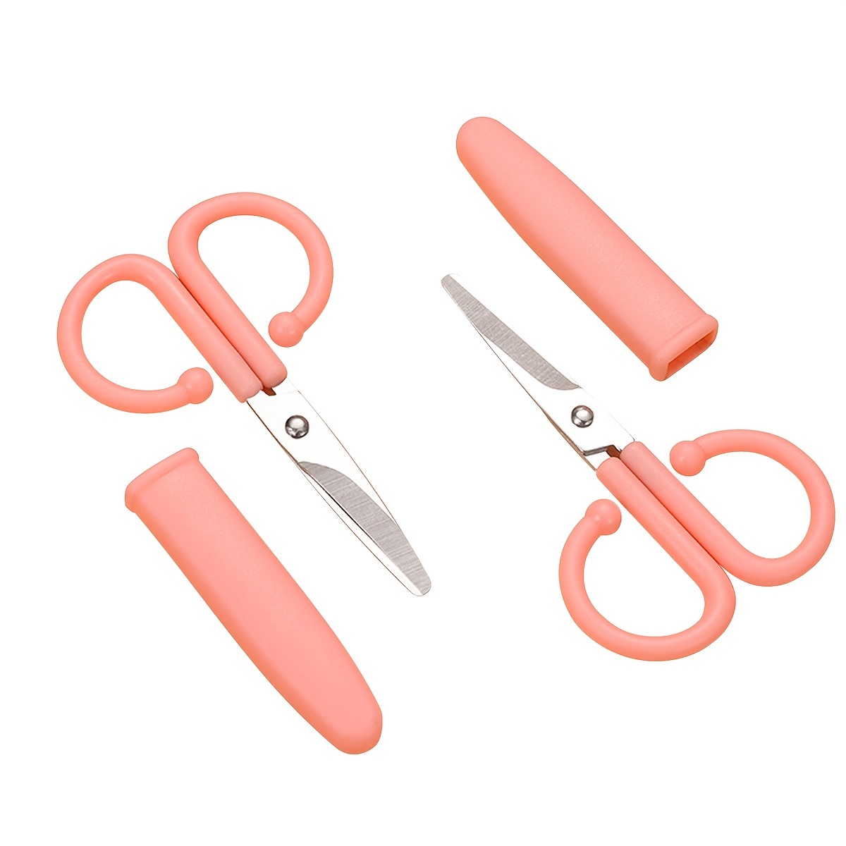 2pcs Cute Small Safety Art Scissors With Protective Cover Safety Scissors  Decoupage Scissors Detail Scissors For Craft DIY School Office 9.5cm/3.7inch
