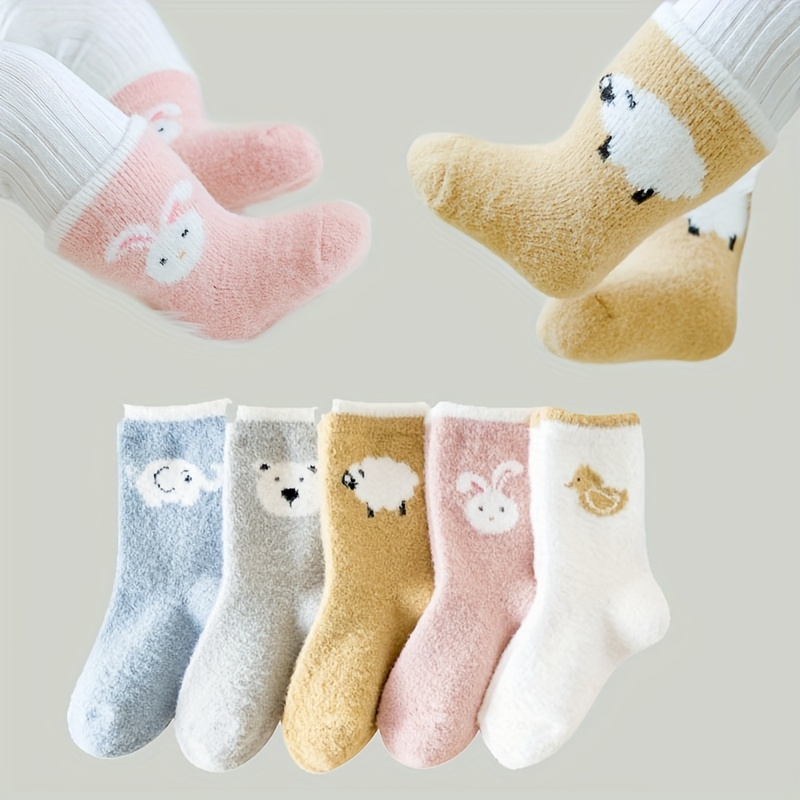 5Pairs/Set Winter Warm Strip Baby Socks Cute Cartoon Socks 0-18