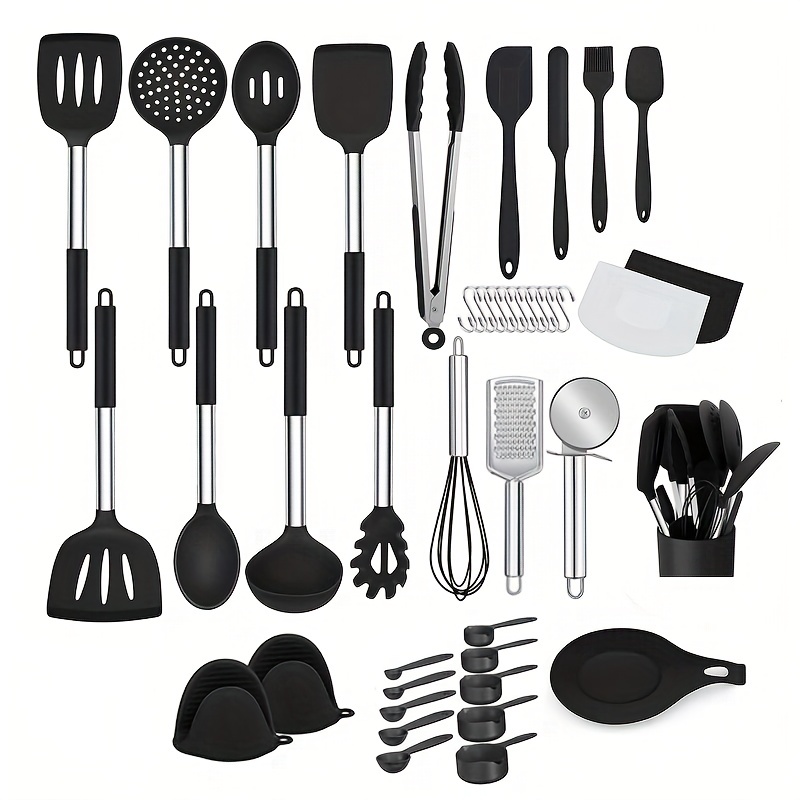  Chef Plating tools culinary set | BLACK | 7 Professional cooking Utensils  | 3 kitchen tweezers Drawing Pencil Spoon Fish tongs Spatula Slotted spoon
