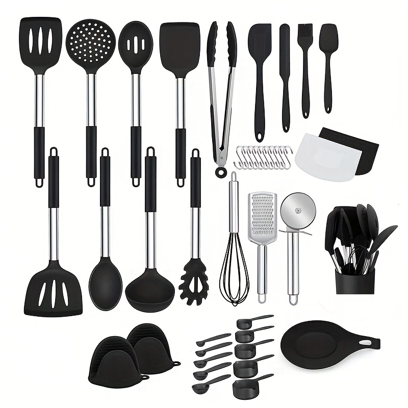 42pc Kitchen Utensil Set with Holder Cooking Turner Spatula Whisk