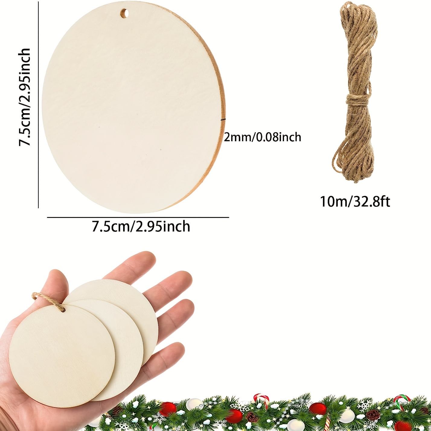 3 Pieces 12 inch Wood Circles for Crafts - Unfinished Blank Wooden Circle, Wood Slices for Painting, Home, Party, Holiday Decor