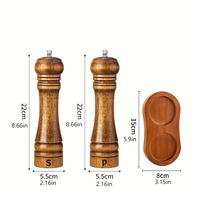 Wooden Salt And Pepper Grinder Set, Manual Solid Wood Pepper