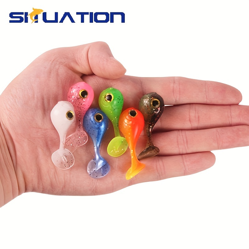 

10pcs 0.11oz/1.77inch Mini Large Head T-tail Soft Bait, 3g/4.5cm Artificial Bionic Silicone Lures With 3d Eyes, Fishing Tackle
