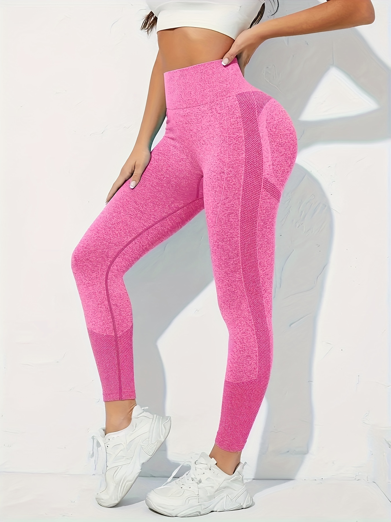 leiter_Fashion pantalones elásticos de Yoga de Color puro para  levantamiento de cadera/Fitness