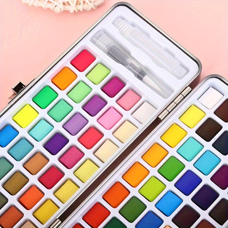 SeamiArt 72/90Color Solid Watercolor Set Basic Neone Glitter Watercolor  Paint for Drawing Art Paint Supplies