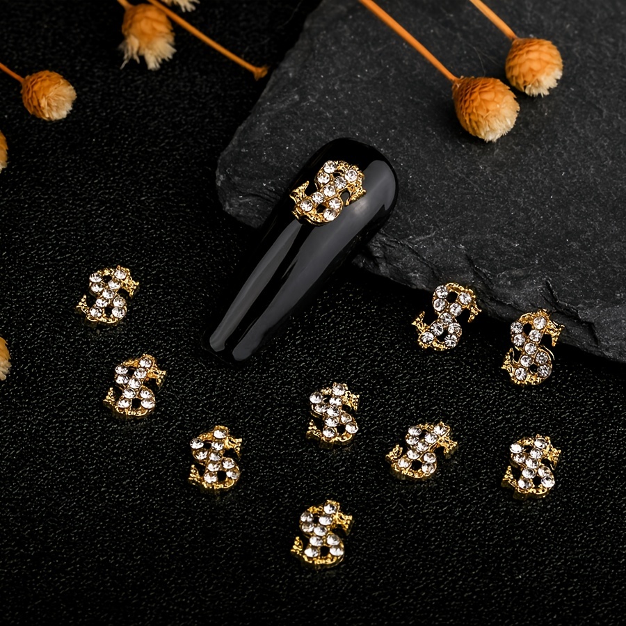 Christmas New Year Luxury Zircon Shiny Dollar Sign 3d Nail Art Charms For  Women Nails Decoration - Temu Belgium