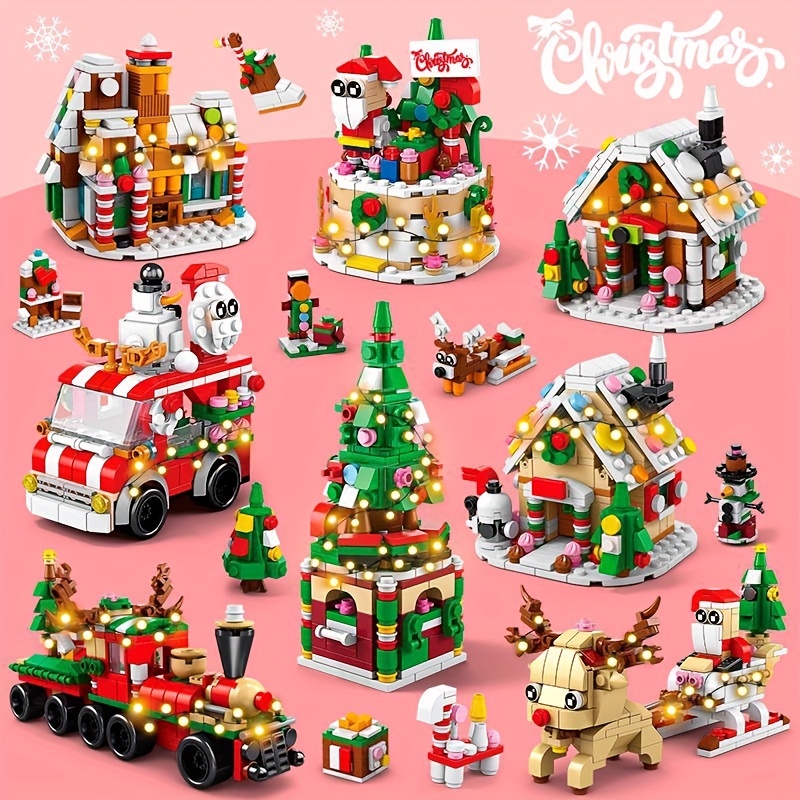 

Christmas Series Small Assembly Insert Building Blocks, Santa Claus Toys For Children, Holiday Surprise Gift, Halloween Gifts For Boys And Girls, Christmas Elk, Christmas Train, Christmas Tree
