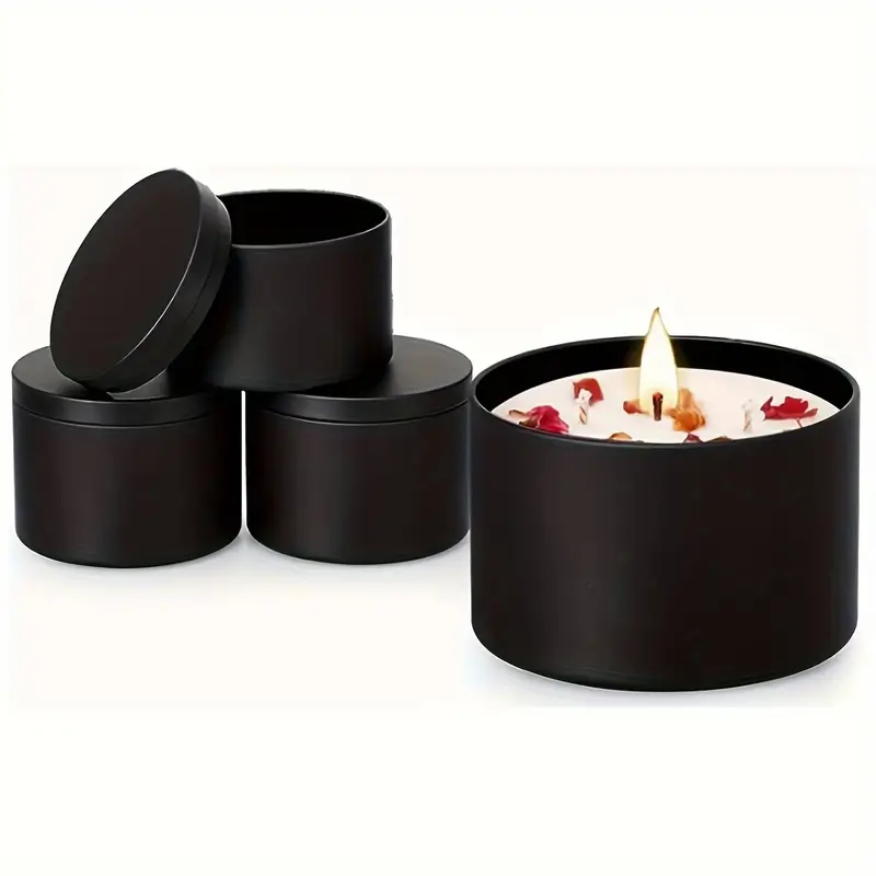Matte Black Candle Jars With Lids Empty Metal Candle - Temu