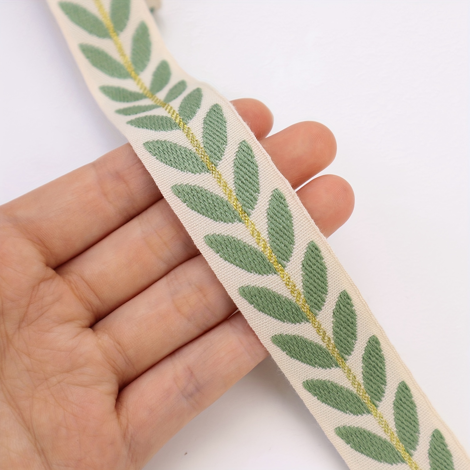 2 Yards Embroidery Ribbon Leaf Ribbon Trim Sewing Diy Carfts - Temu