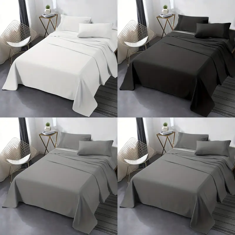 Bedding Bed Sheet Set 120gsm Double Brushed Plain Color - Temu