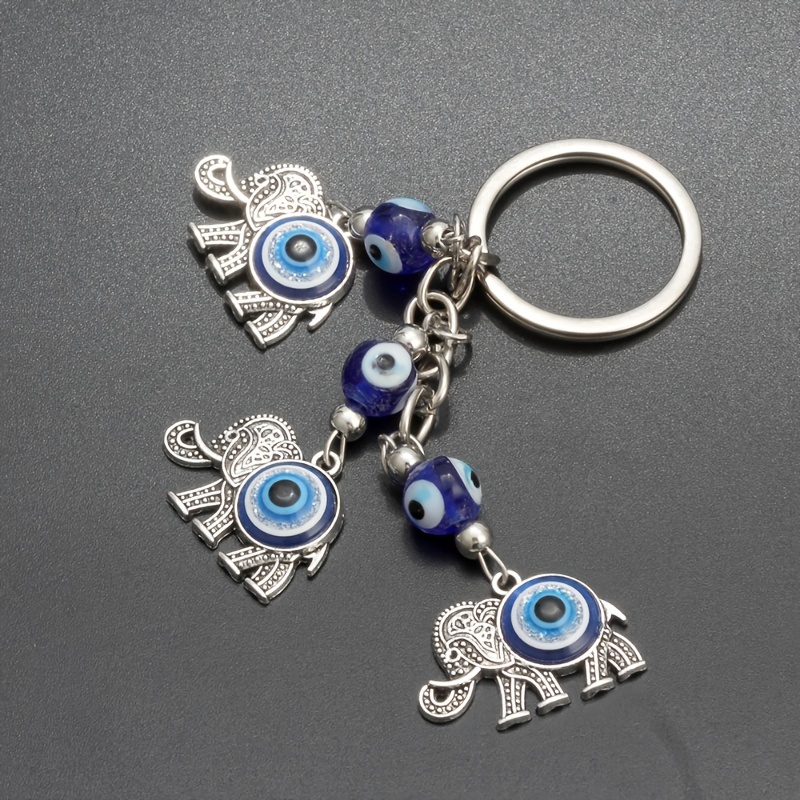 

Blue Eyed Car Keychain Lucky Elephant Pendant Keychain Devil's Eye Pendant Bag Pendant